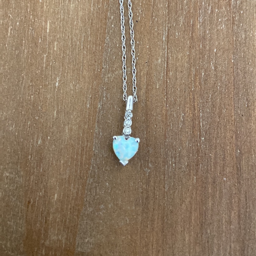 Heart shaped opal with diamonds necklace